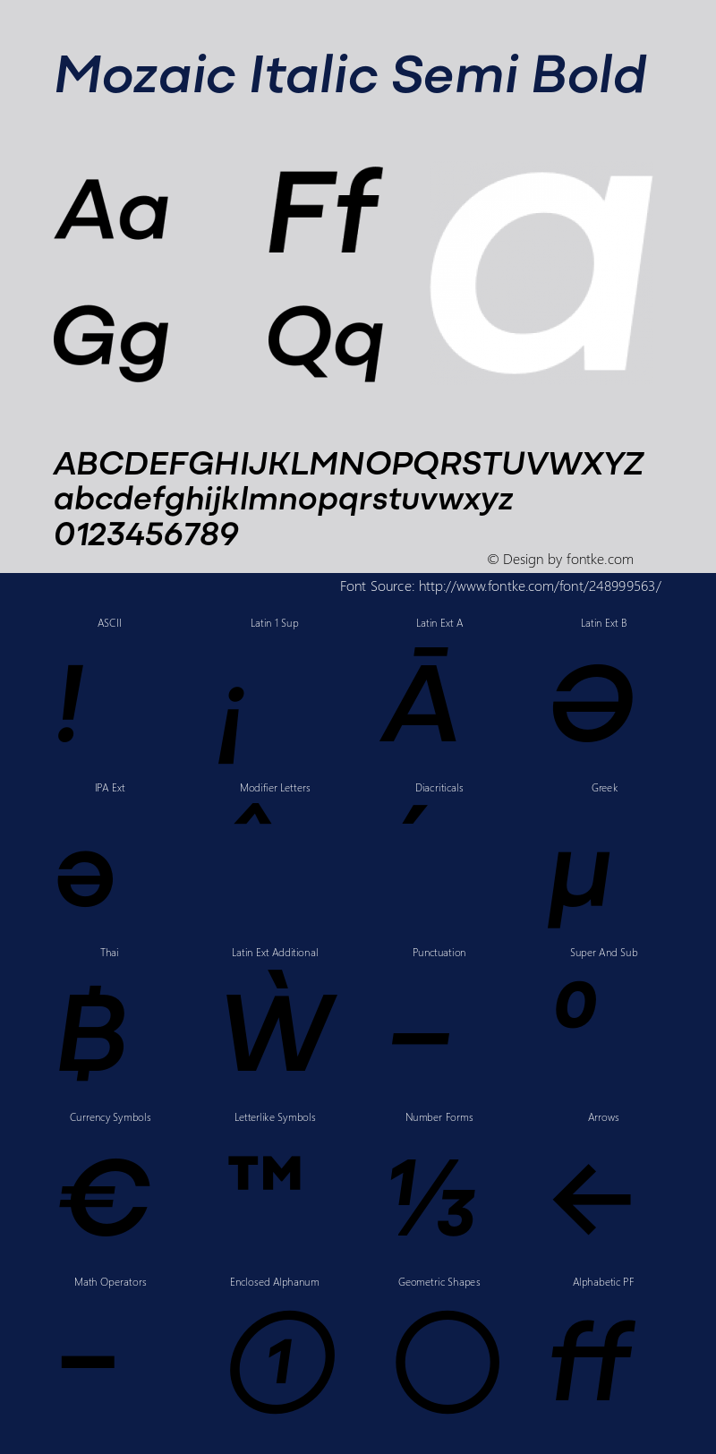 Mozaic Italic Semi Bold Version 1.000图片样张