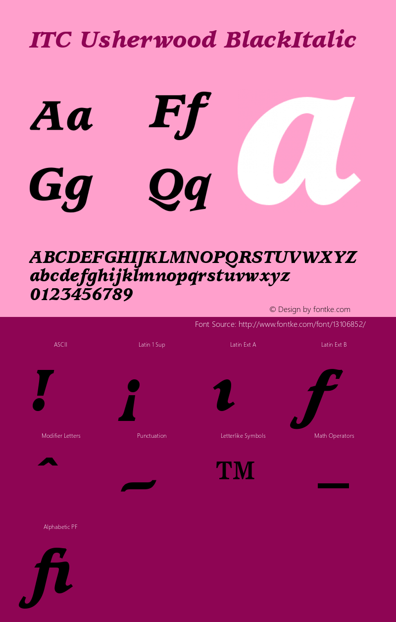 ITC Usherwood BlackItalic Version 001.000图片样张