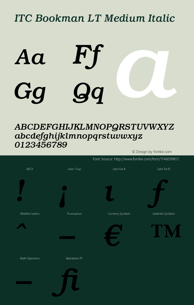 BookmanLT-MediumItalic 006.000图片样张