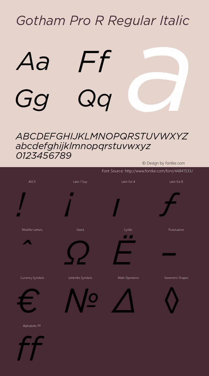 GothamProRRegularItalic Version 1.001图片样张