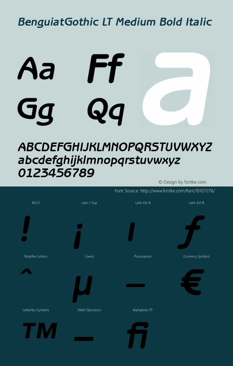 BenguiatGothic LT Medium Bold Italic Version 6.1; 2002图片样张