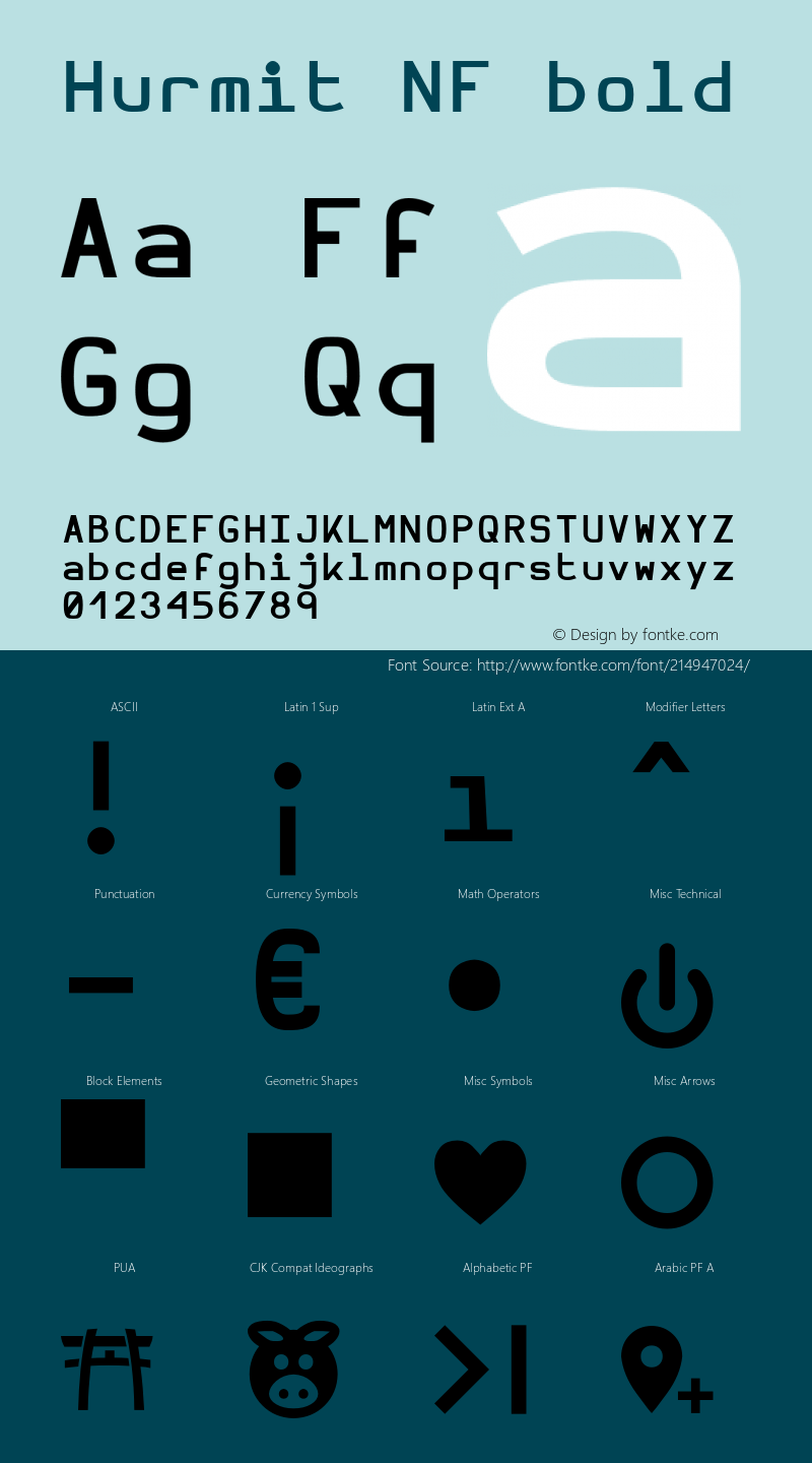 Hurmit Bold Nerd Font Complete Mono Windows Compatible Version 1.21;Nerd Fonts 2.1.0图片样张