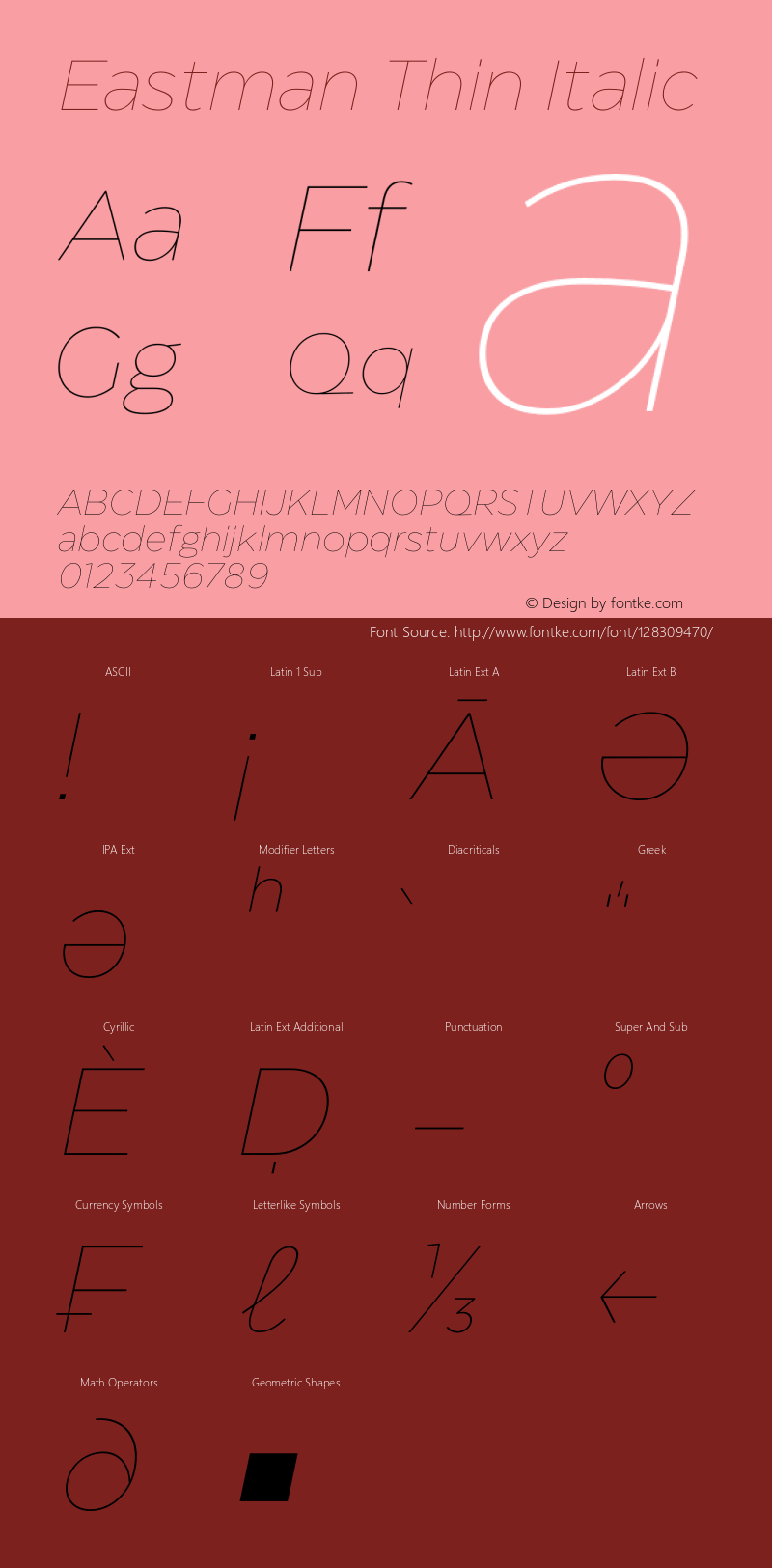 Eastman Thin Italic Version 1.001;hotconv 1.0.109;makeotfexe 2.5.65596图片样张