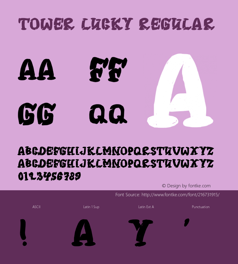 TOWERLUCKYRegular Version 1.001;Fontself Maker 3.5.4图片样张