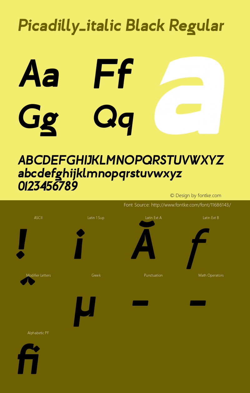 Picadilly_italic Black Regular Version 1.001;PS 001.001;hotconv 1.0.70;makeotf.lib2.5.58329图片样张