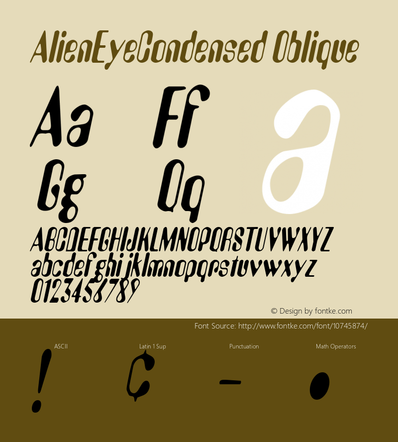 AlienEyeCondensed Oblique Rev. 003.000图片样张