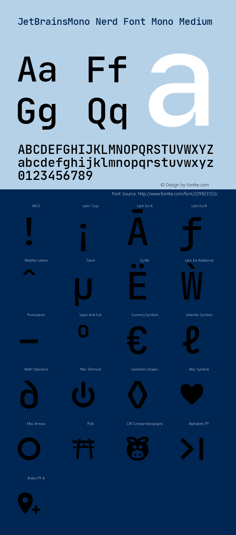 JetBrains Mono Medium Nerd Font Complete Mono Version 1.000; ttfautohint (v1.8.3)图片样张