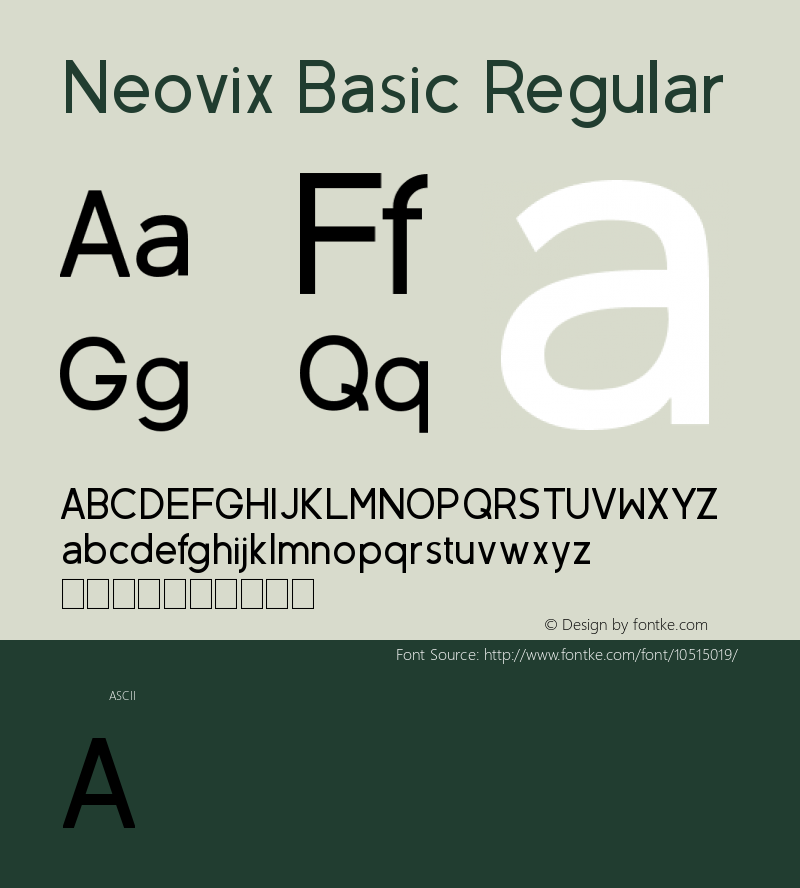 Neovix Basic Regular Version 1.00 September 9, 2013, initial release图片样张