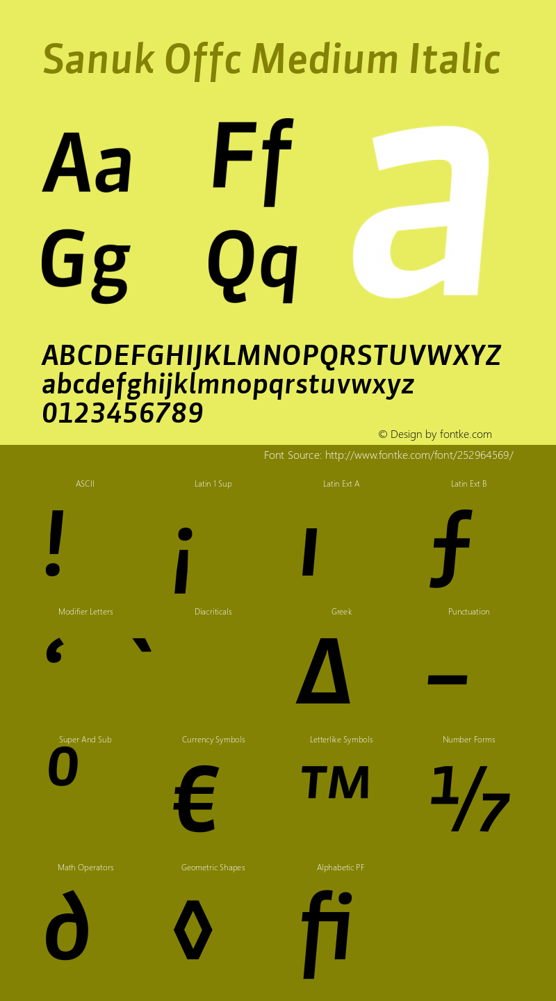 Sanuk Offc Medium Italic Version 7.504; 2010; Build 1021图片样张