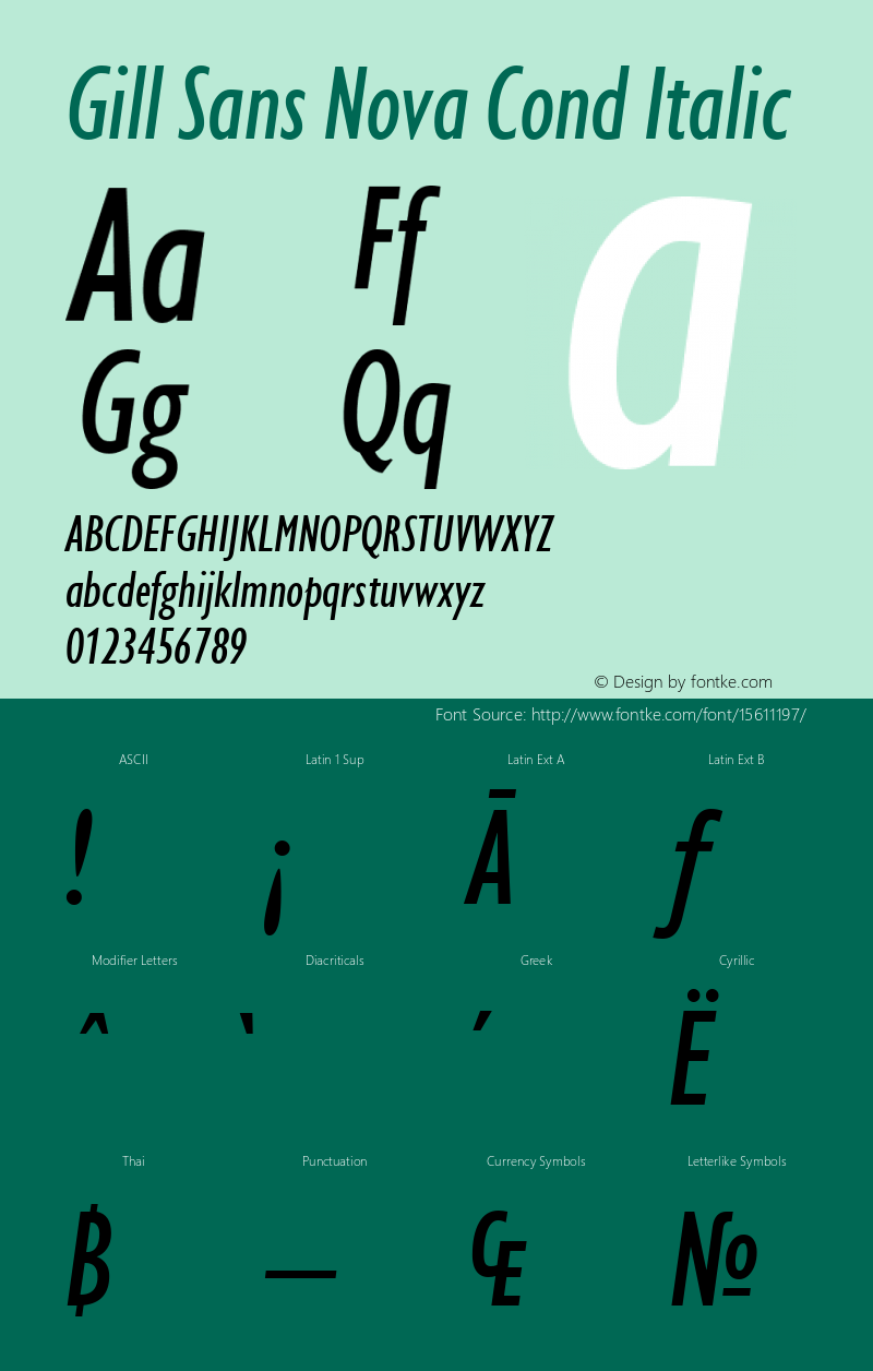 Gill Sans Nova Cond Italic Version 1.01图片样张