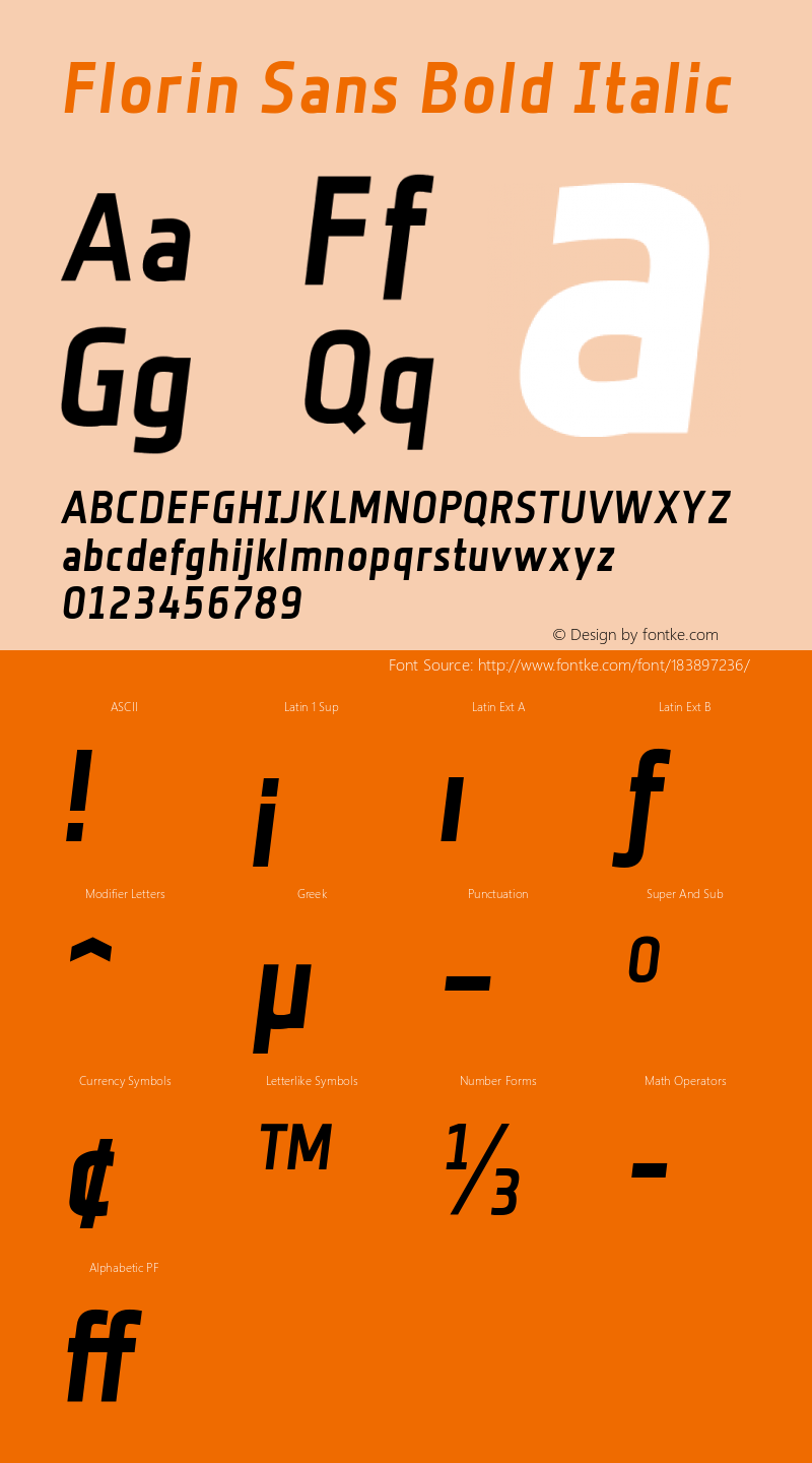 Florin Sans Bold Italic Version 1.000; Fonts for Free; vk.com/fontsforfree图片样张