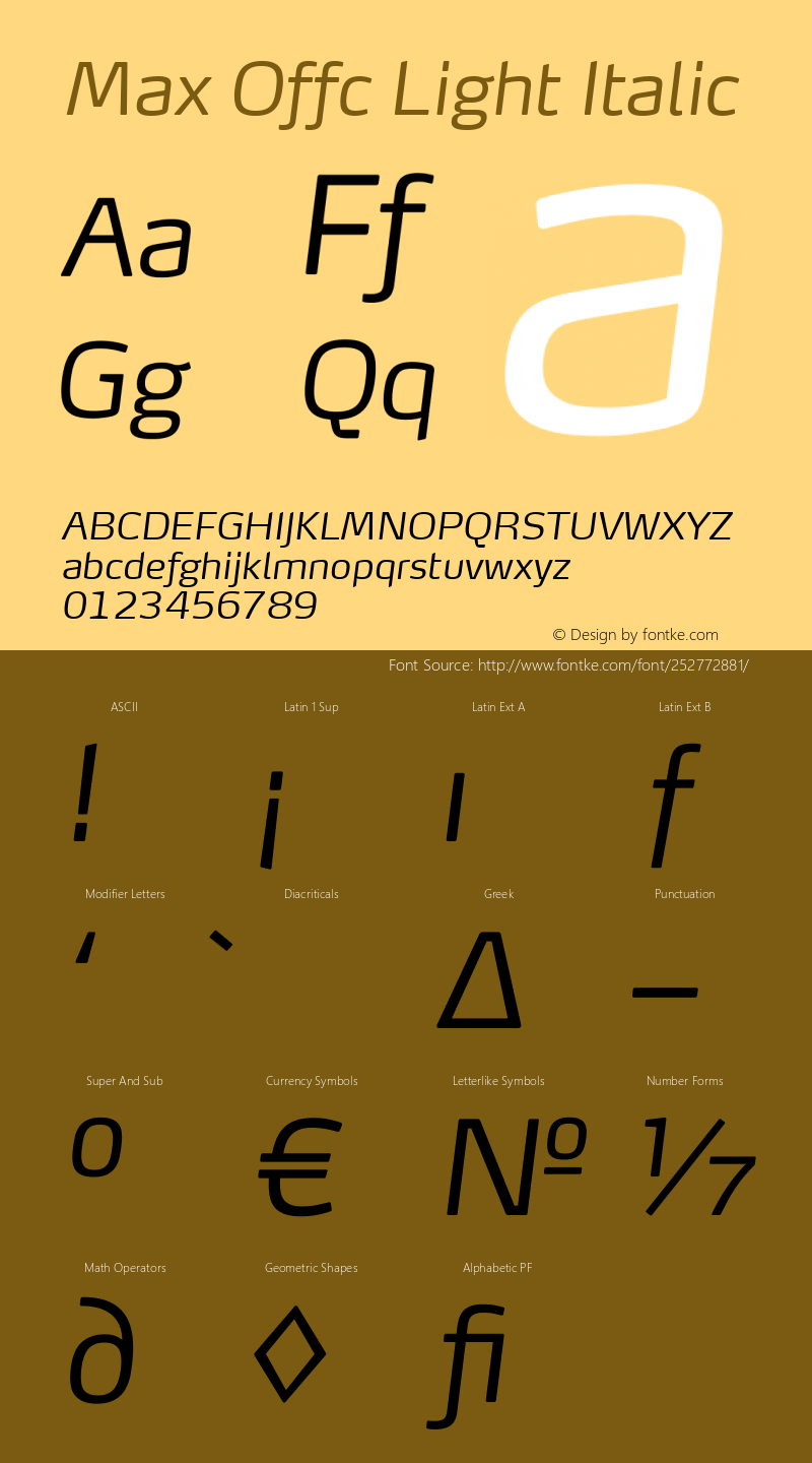 Max Offc Light Italic Version 7.504; 2011; Build 1023图片样张