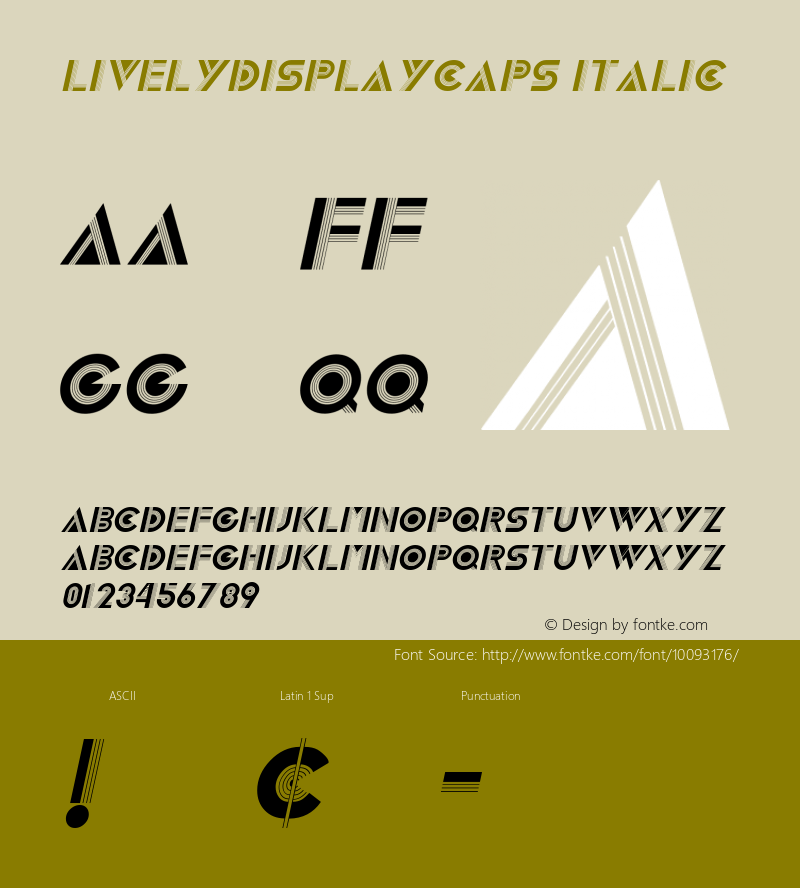 LivelyDisplayCaps Italic The IMSI MasterFonts Collection, tm 1995, 1996 IMSI (International Microcomputer Software Inc.)图片样张