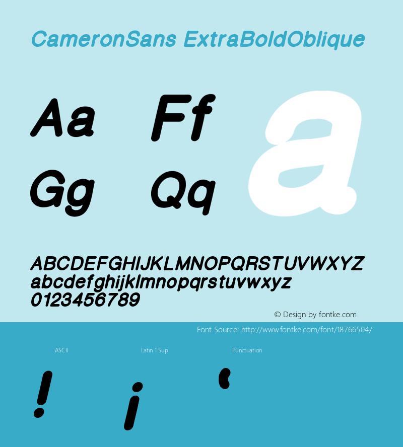 CameronSans ExtraBoldOblique Version 001.000图片样张