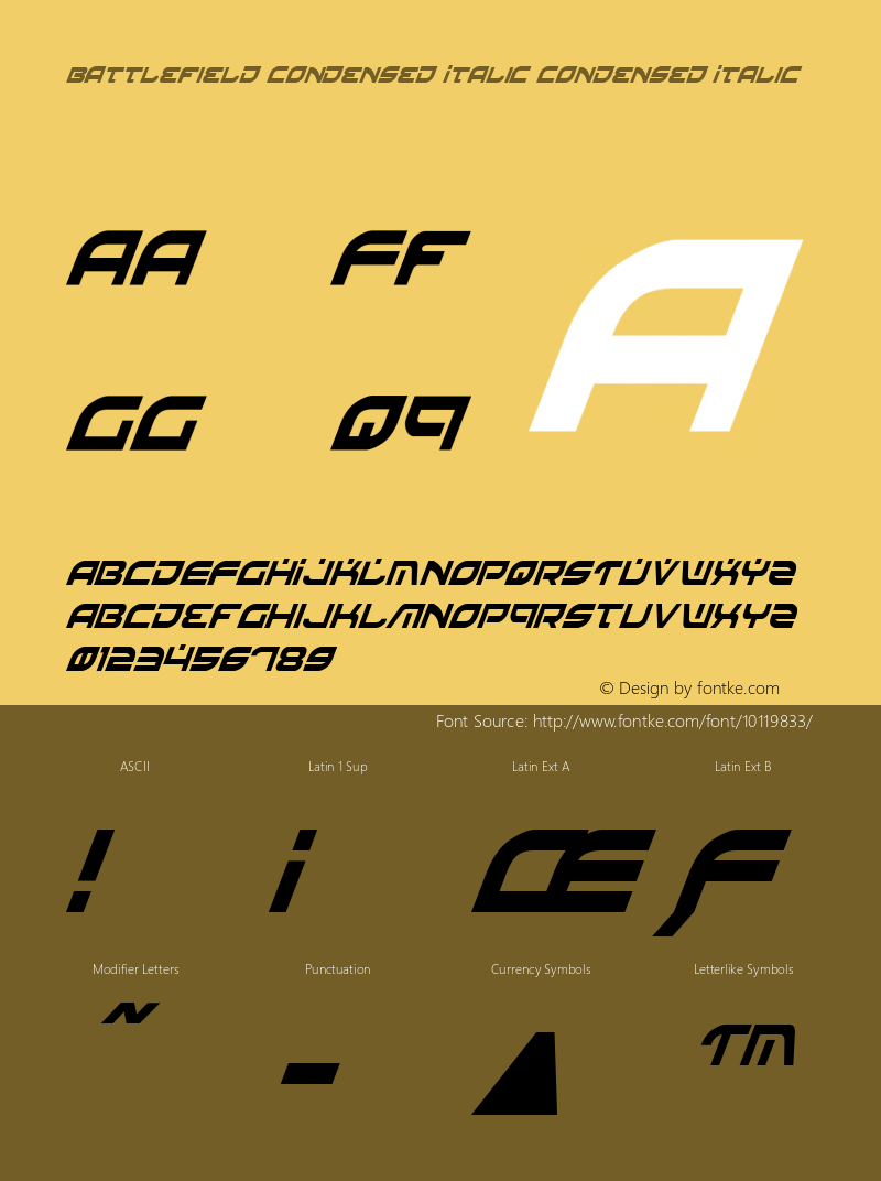 Battlefield Condensed Italic Condensed Italic 3图片样张