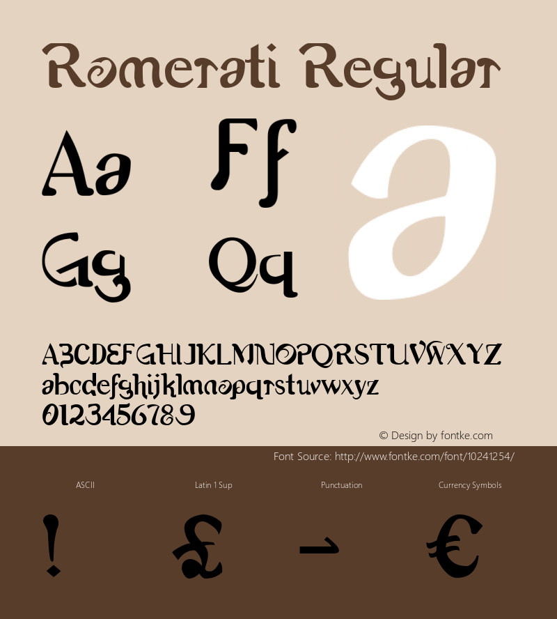 Romerati Regular Macromedia Fontographer 4.1.4 9/1/1904图片样张