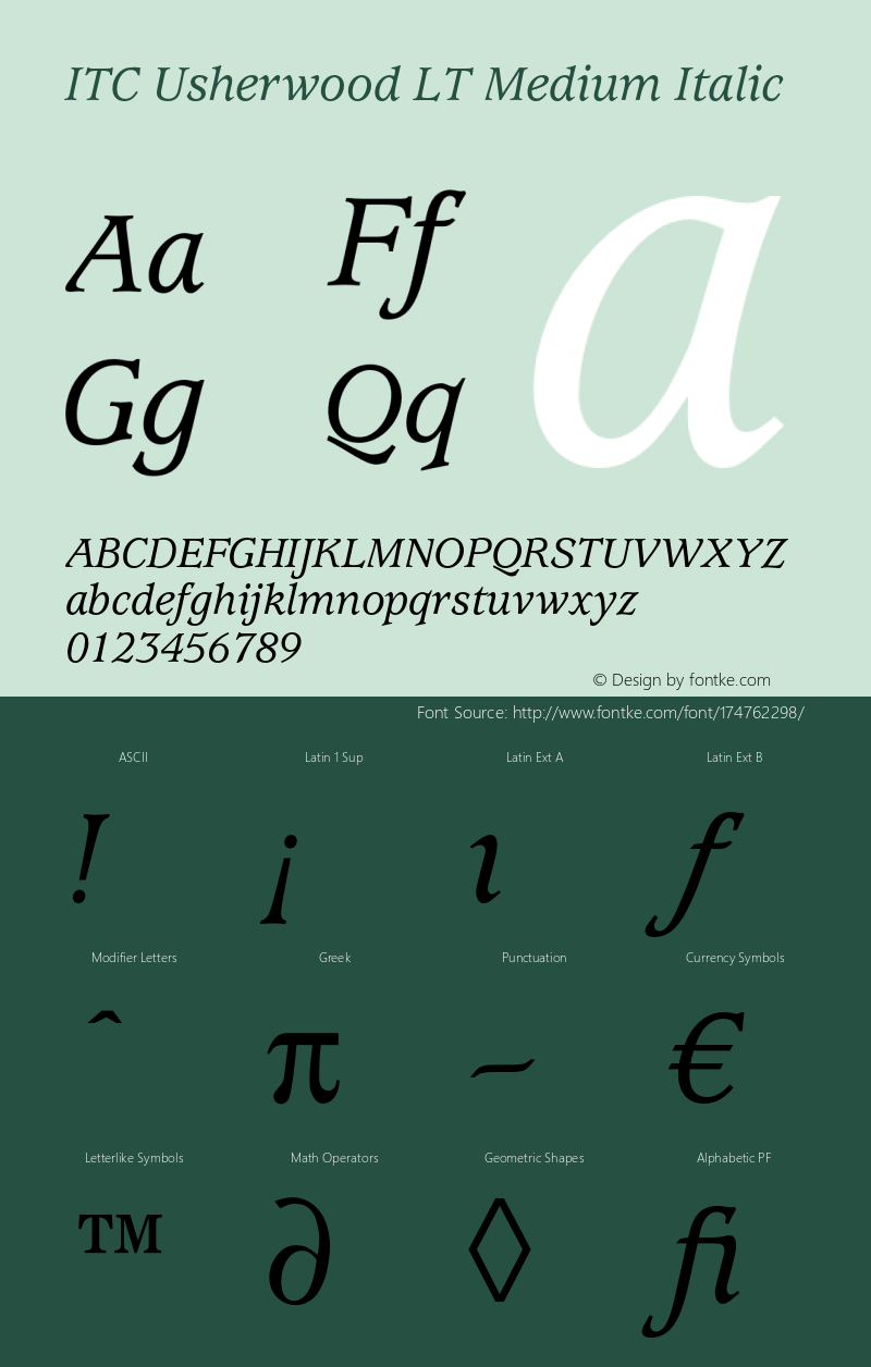 UsherwoodLT-MediumItalic 006.000图片样张