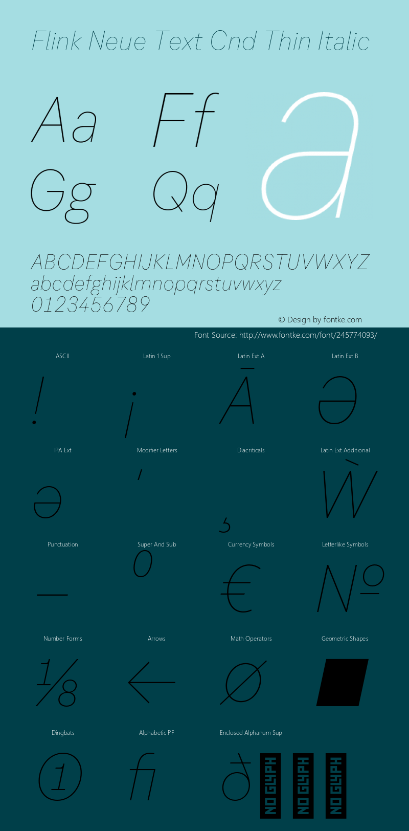 Flink Neue Text Cnd Thin Italic Version 2.100;Glyphs 3.1.2 (3150)图片样张