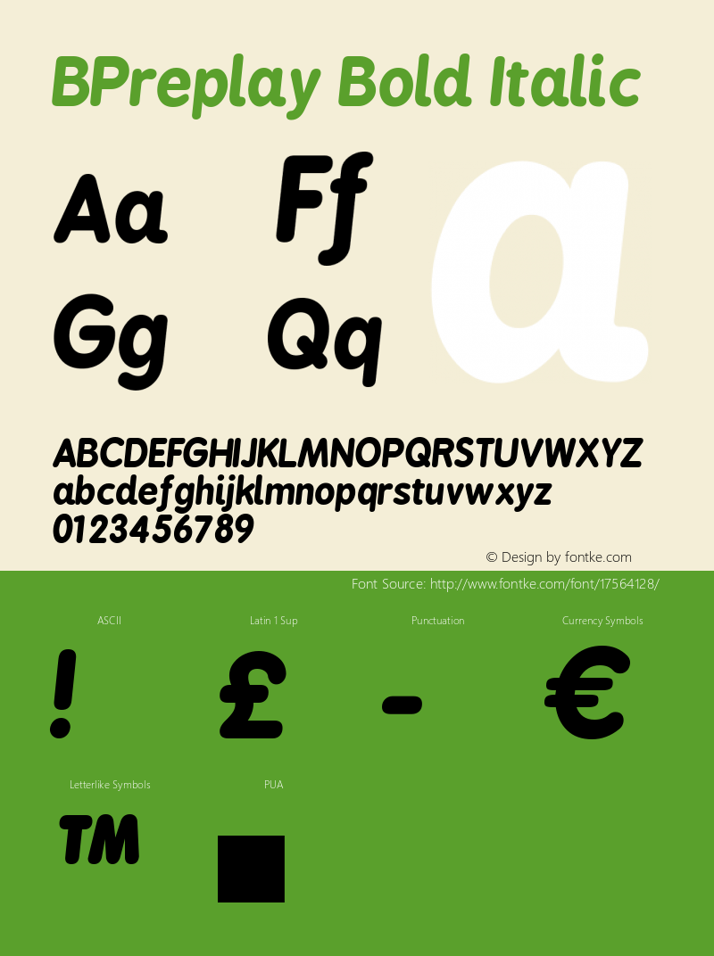 BPreplay Bold Italic Version 1.00图片样张