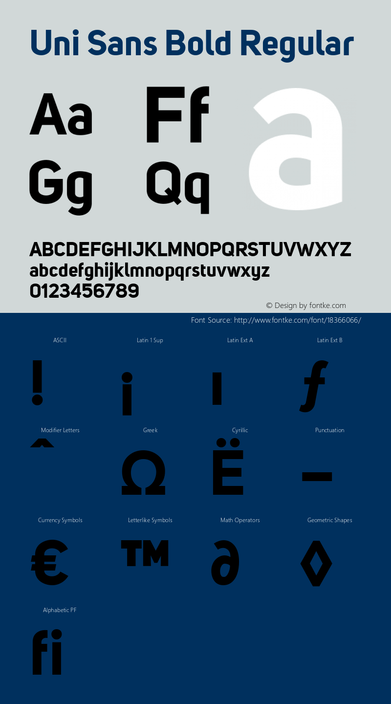 Uni Sans Bold Regular Version 001.029图片样张