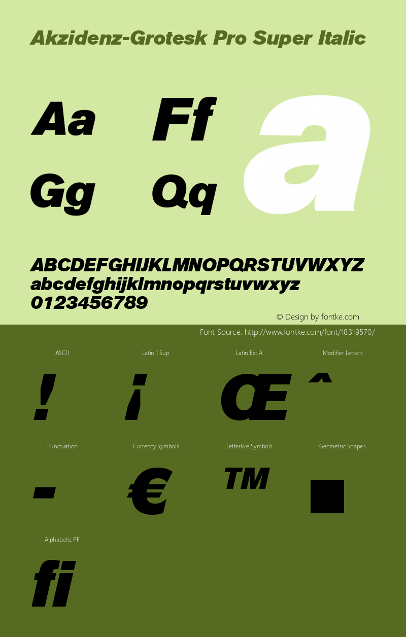 Akzidenz-Grotesk Pro Super Italic Version 001.001;Core 1.0.01;otf.5.04.2741;08.08W图片样张
