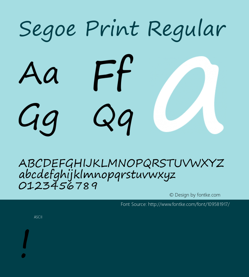 Segoe Print Version 5.02图片样张