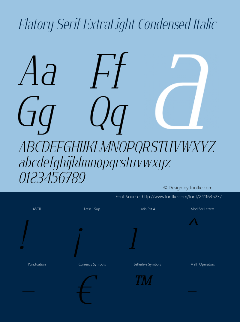 Flatory Serif ExtraLight Condensed Italic Version 1.00图片样张