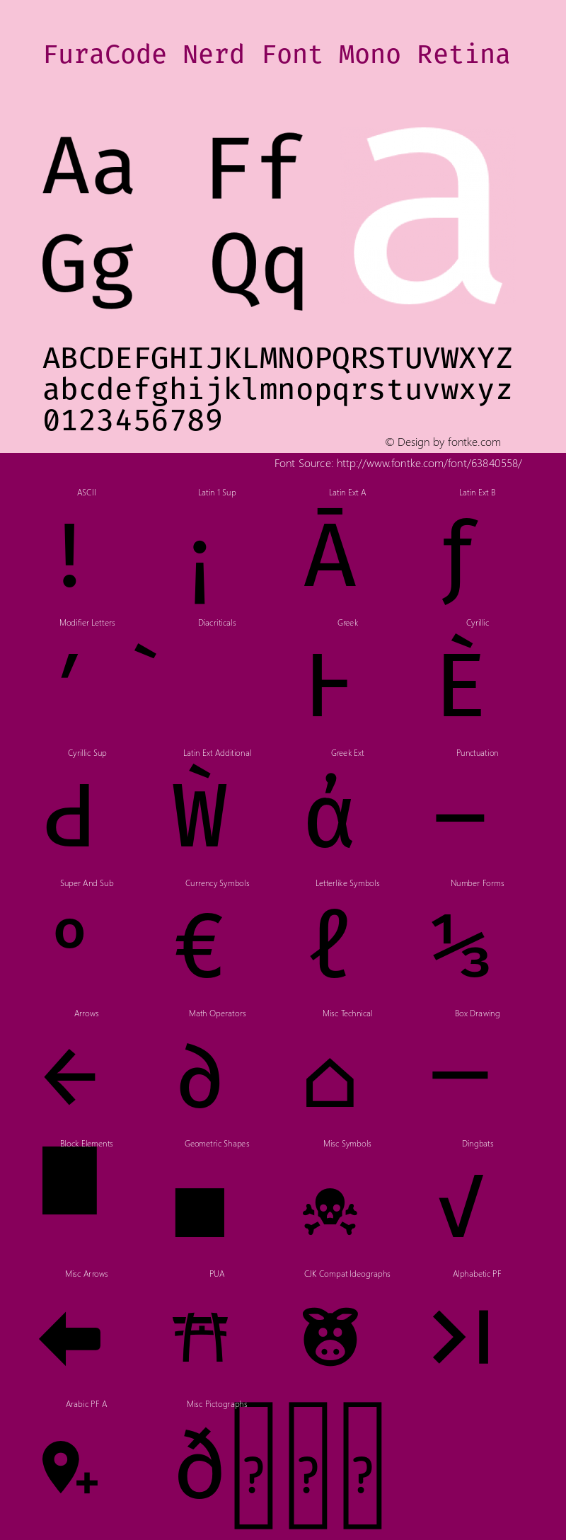 Fura Code Retina Nerd Font Complete Mono Version 1.205;PS 001.205;hotconv 1.0.88;makeotf.lib2.5.64775图片样张