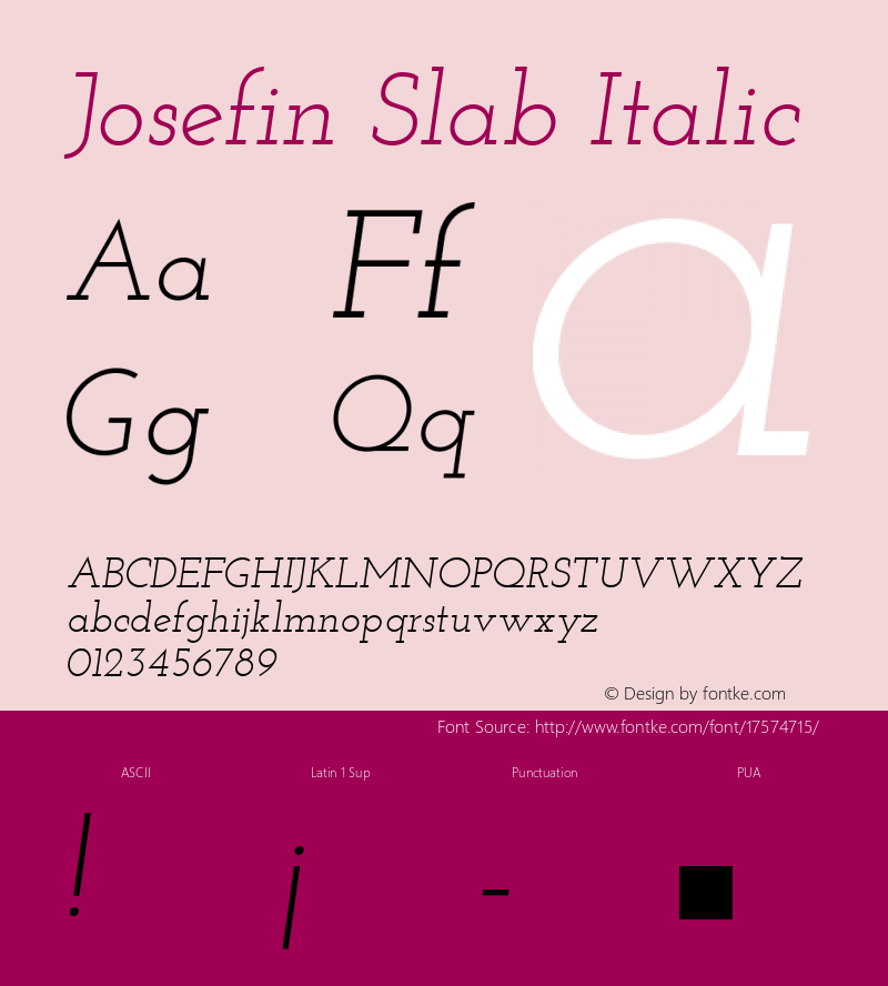 Josefin Slab Italic Version 1.000图片样张