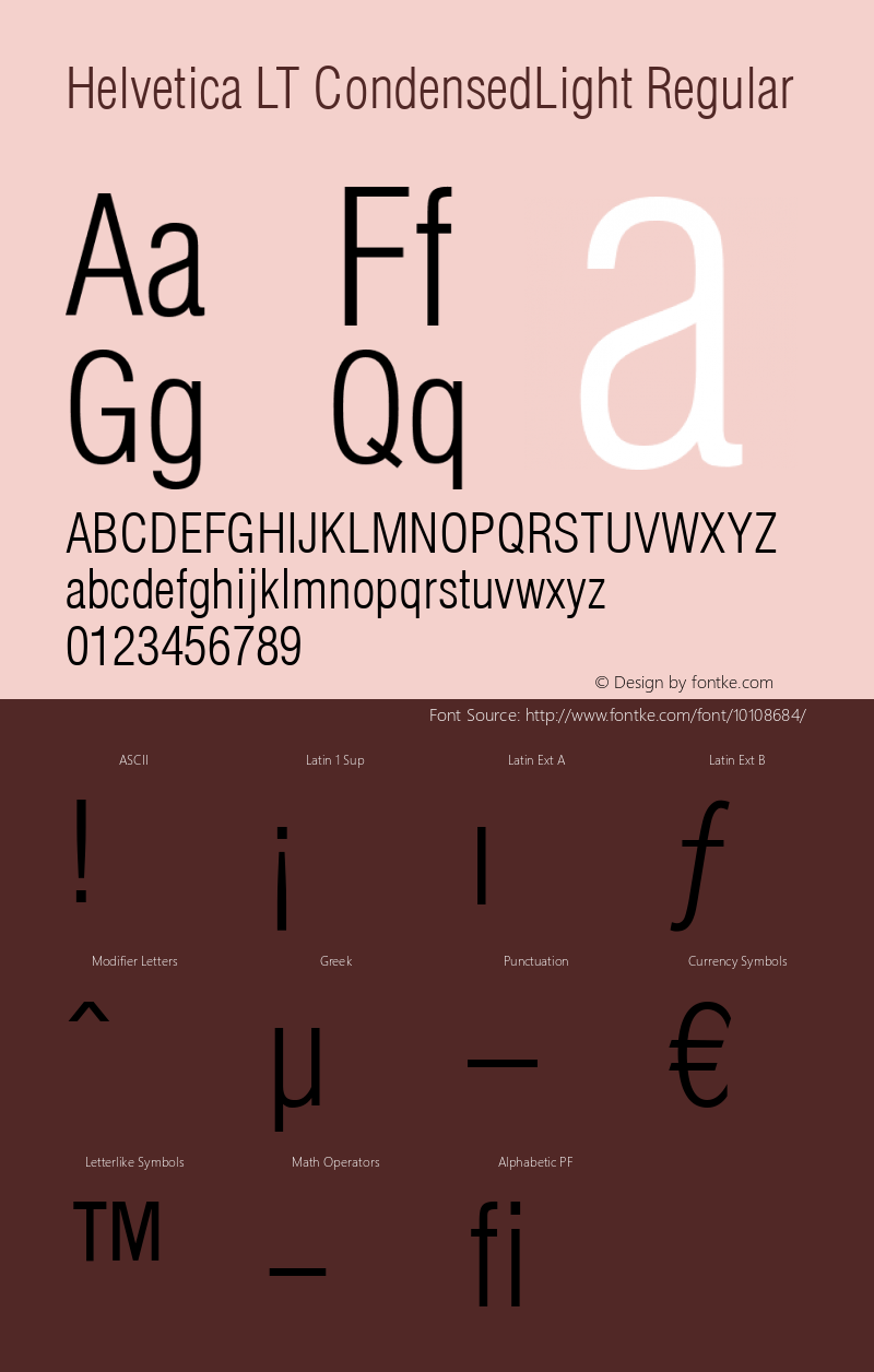 Helvetica LT CondensedLight Regular Version 6.1; 2002图片样张