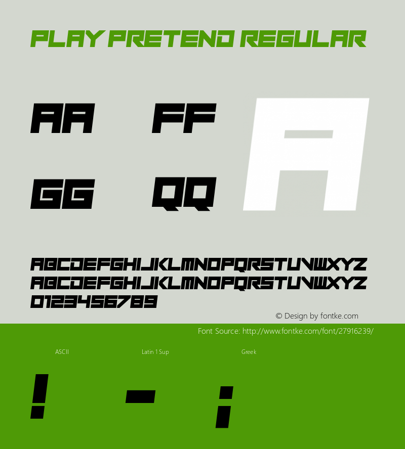 Play Pretend Version 1.00;December 11, 2018;FontCreator 11.5.0.2430 64-bit图片样张