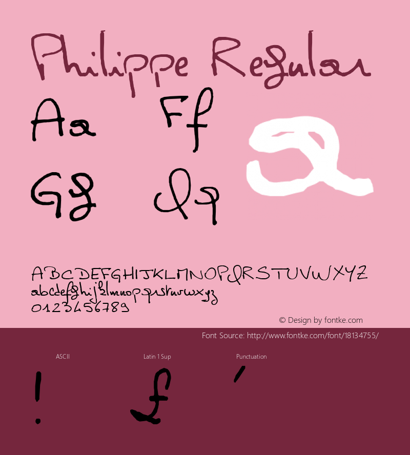 Philippe Regular 1998; 1.0, initial release图片样张