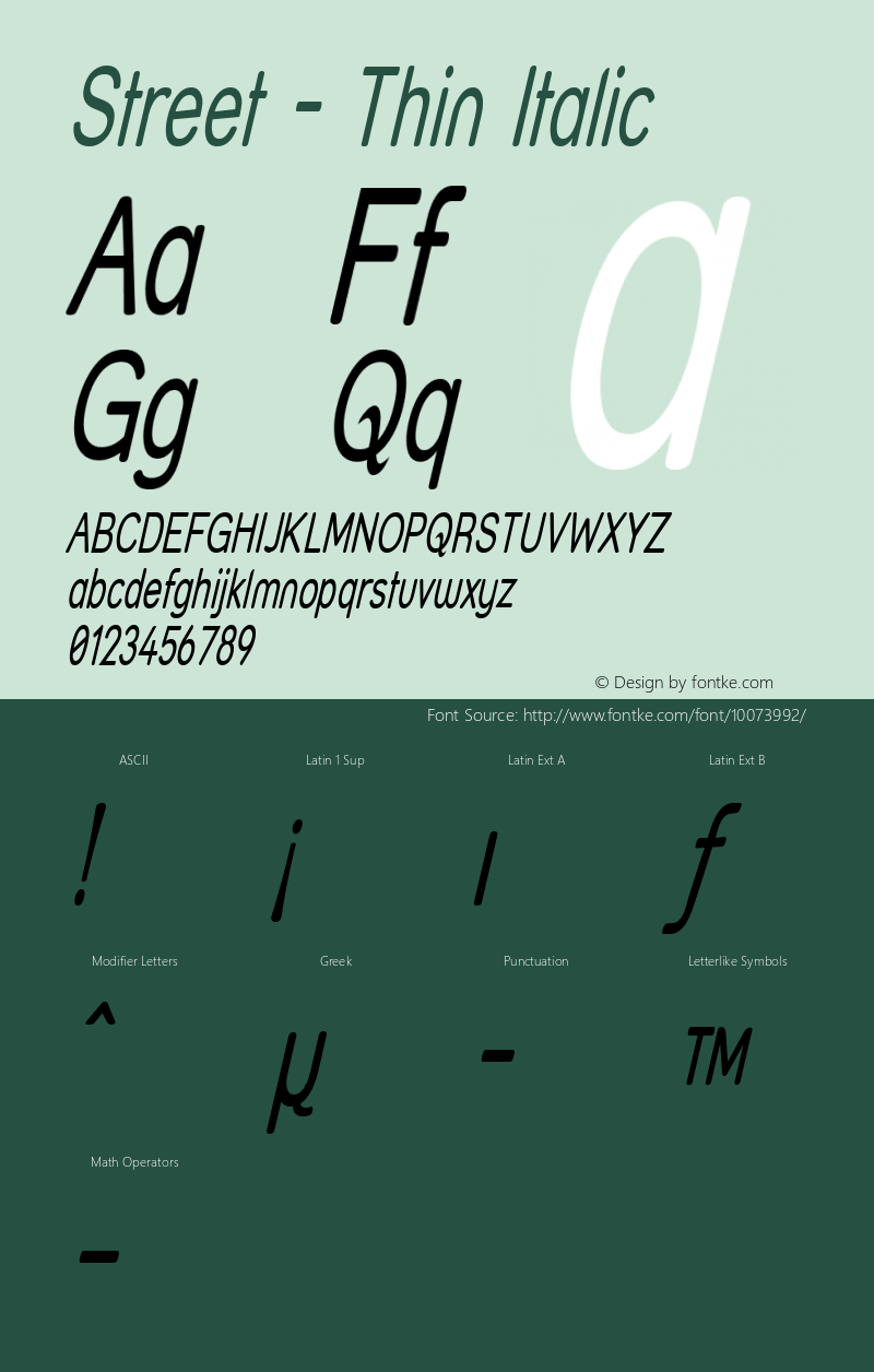 Street - Thin Italic 1.0图片样张