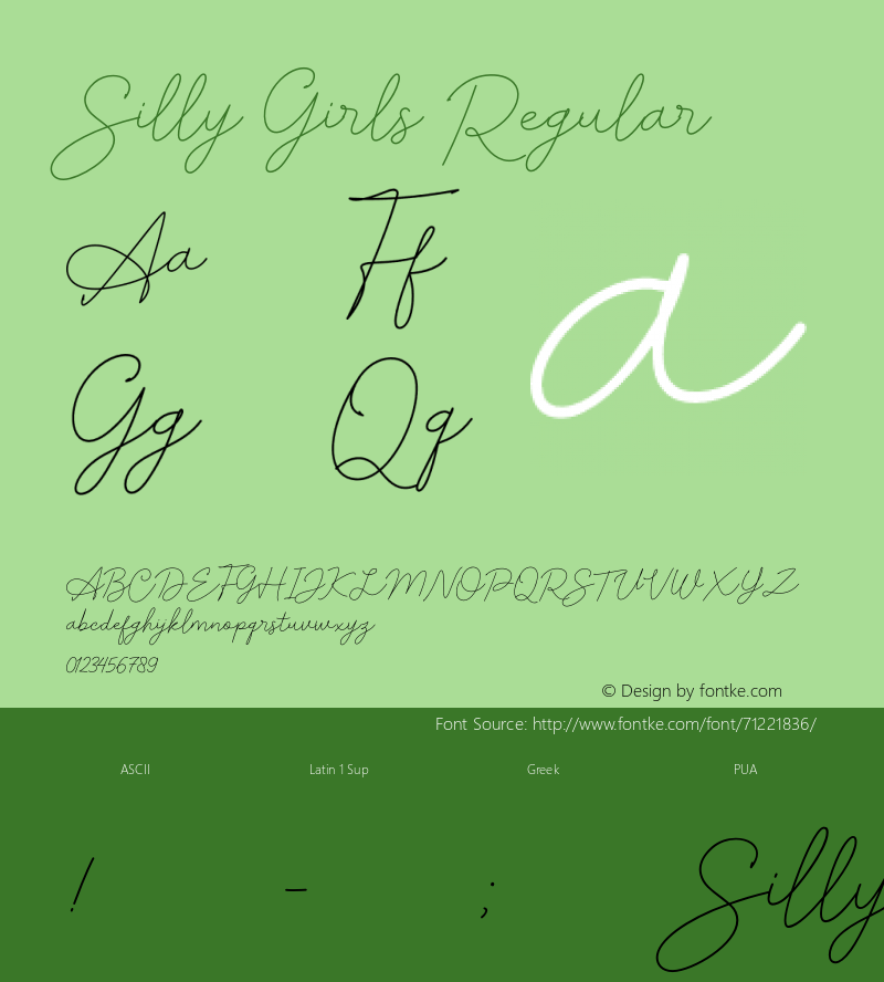 Silly Girls Version 0.00;June 24, 2020;FontCreator 11.5.0.2427 64-bit图片样张