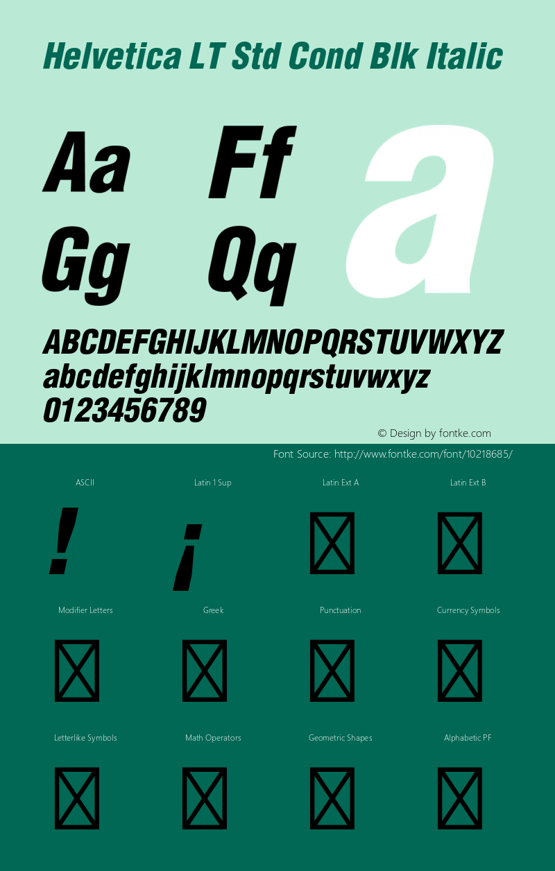 Helvetica LT Std Cond Blk Italic Version 2.030;PS 002.000;hotconv 1.0.51;makeotf.lib2.0.18671图片样张