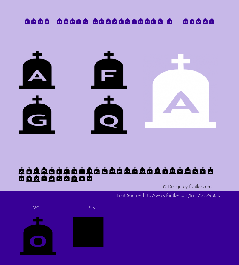 AlphaShapes gravestones 3 Normal 1.0 - October 2005 - freeware font图片样张