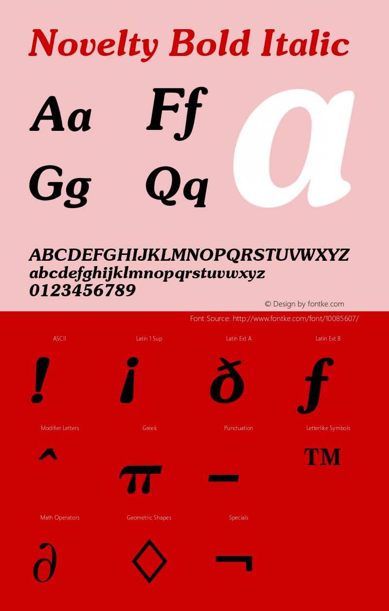 Novelty Bold Italic Font Version 2.6; Converter Version 1.10图片样张