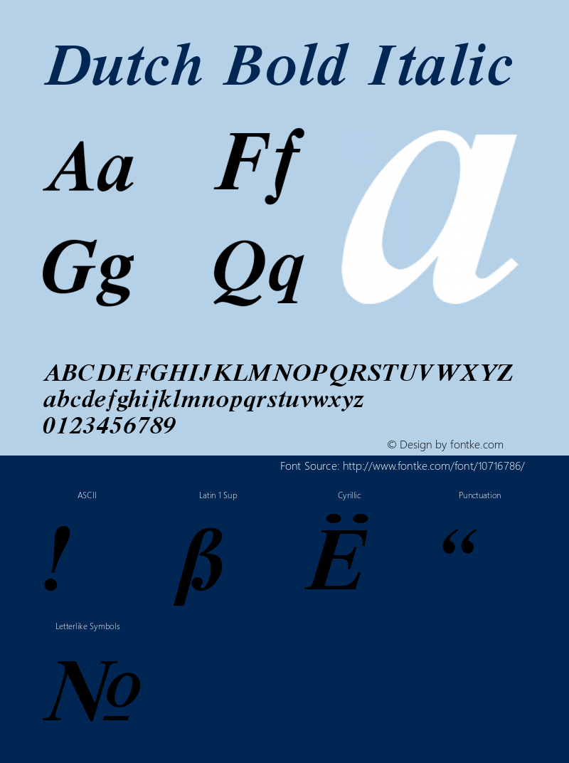 Dutch Bold Italic 001.000图片样张