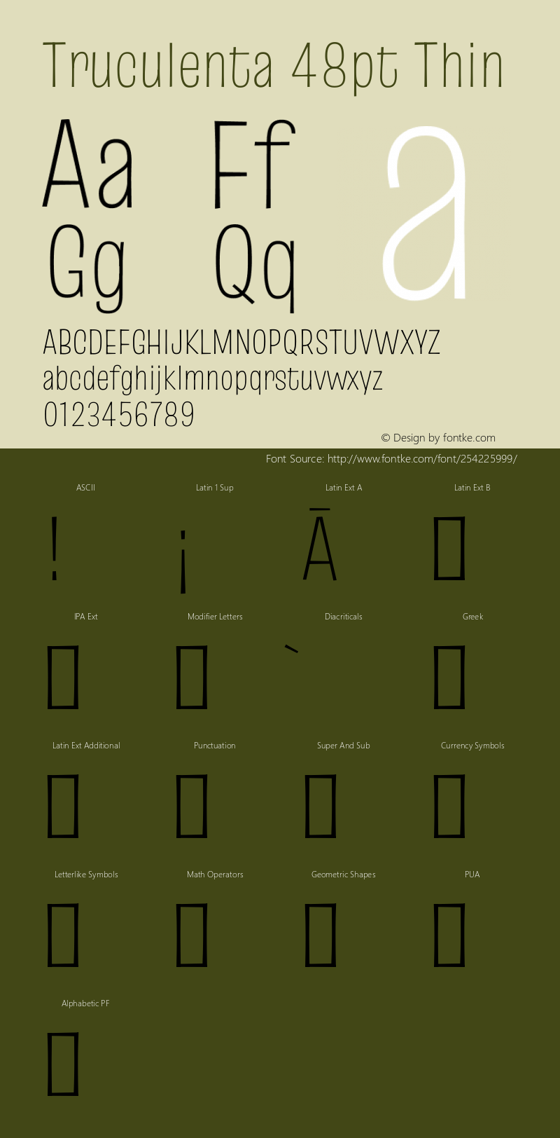 Truculenta 48pt Thin Version 1.002图片样张