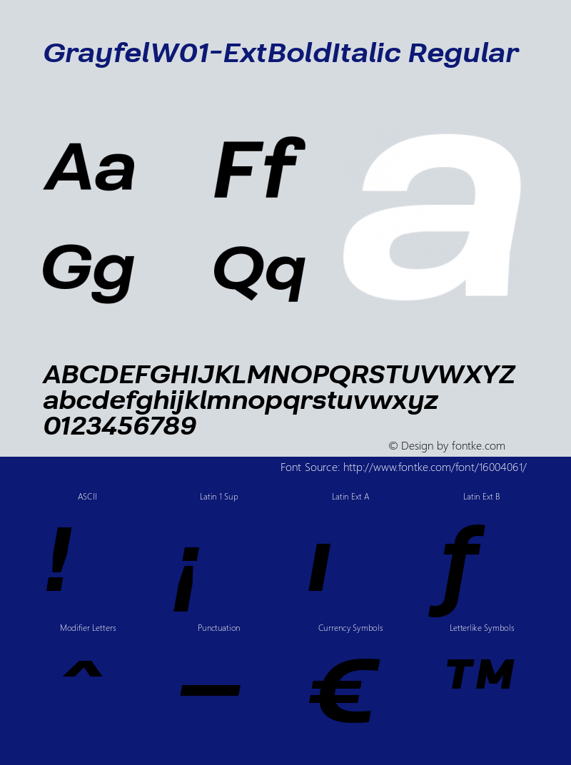 GrayfelW01-ExtBoldItalic Regular Version 1.00图片样张