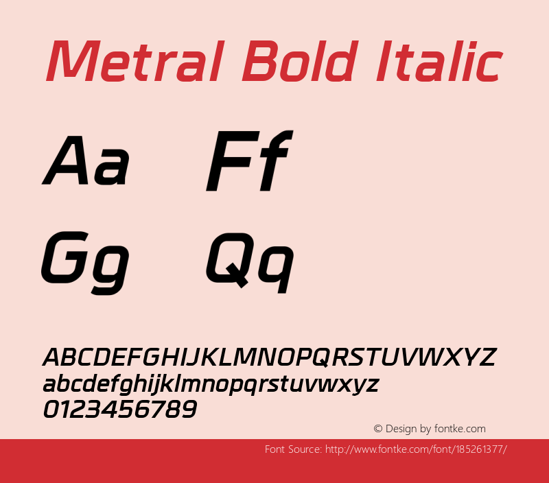 Metral-BoldItalic Version 1.10图片样张