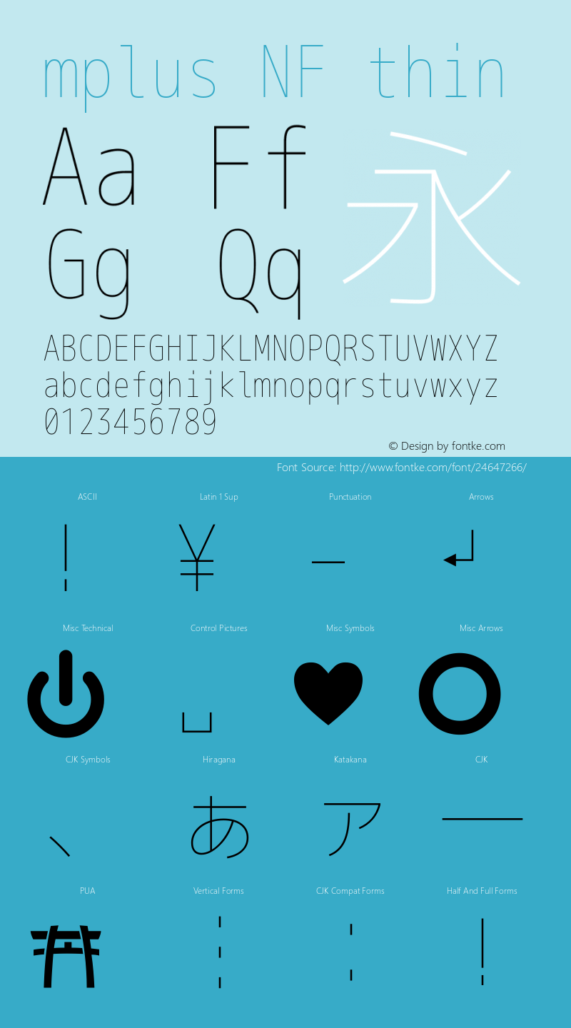 M+ 1m thin Nerd Font Complete Windows Compatible Version 1.018;Nerd Fonts 1.2图片样张