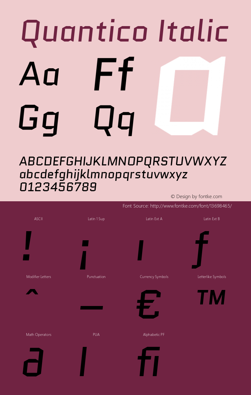 Quantico Italic Version 2.001;PS 002.000;hotconv 1.0.38图片样张