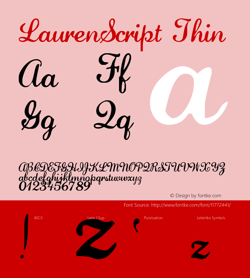 LaurenScript Thin Version Altsys Fontographer图片样张