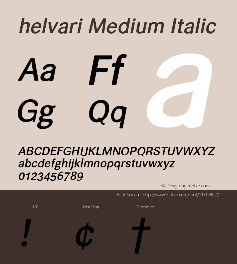 helvari Medium Italic Version 1.000 2007 initial release图片样张