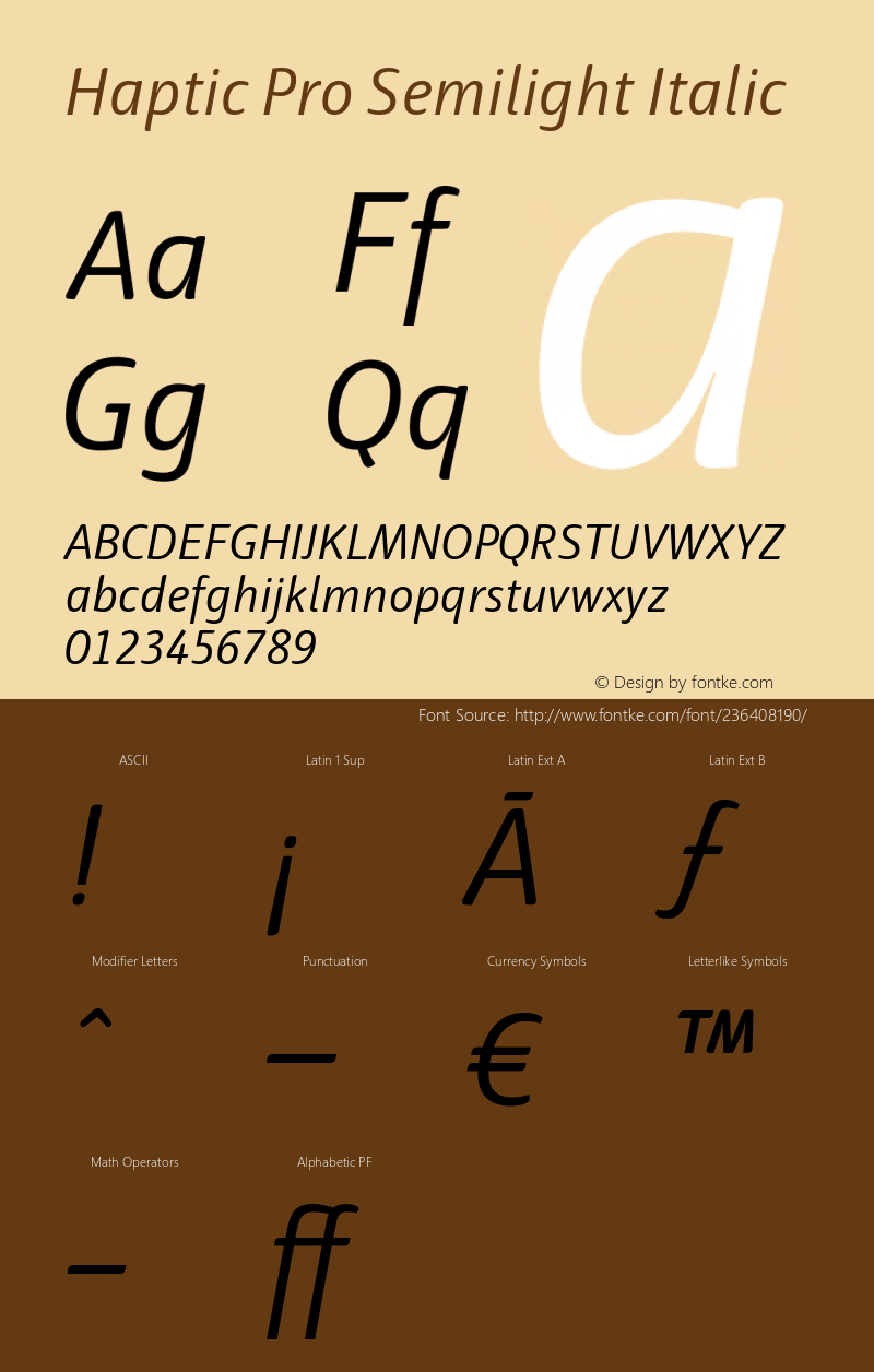 Haptic Pro Semilight Italic Version 1.000图片样张