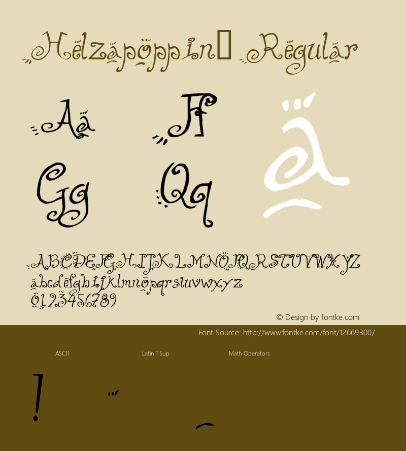 Helzapoppin™ Regular Altsys Fontographer 4.0.3 11/26/96图片样张