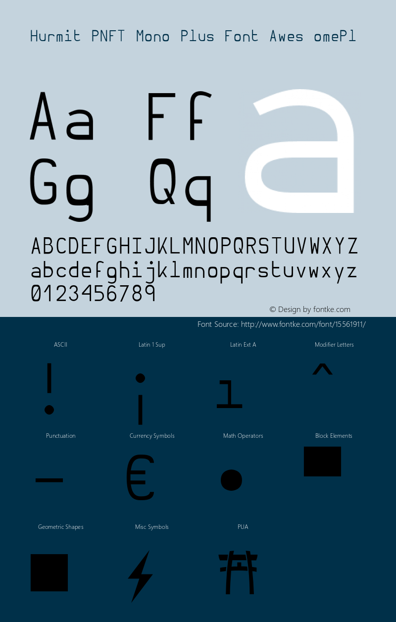 Hurmit PNFT Mono Plus Font Awes omePl Version 1.21;Nerd Fonts 0.4.图片样张