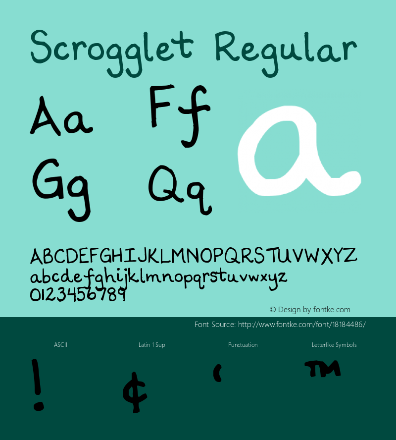 Scrogglet Regular Version 1.00 February 21, 2009, initial release图片样张