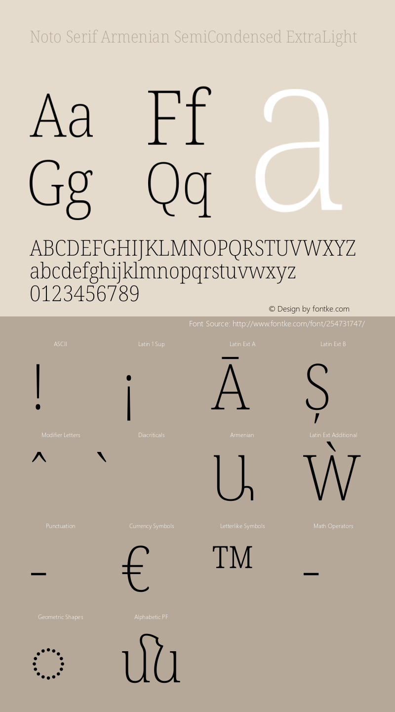 Noto Serif Armenian SemiCondensed ExtraLight Version 2.008图片样张